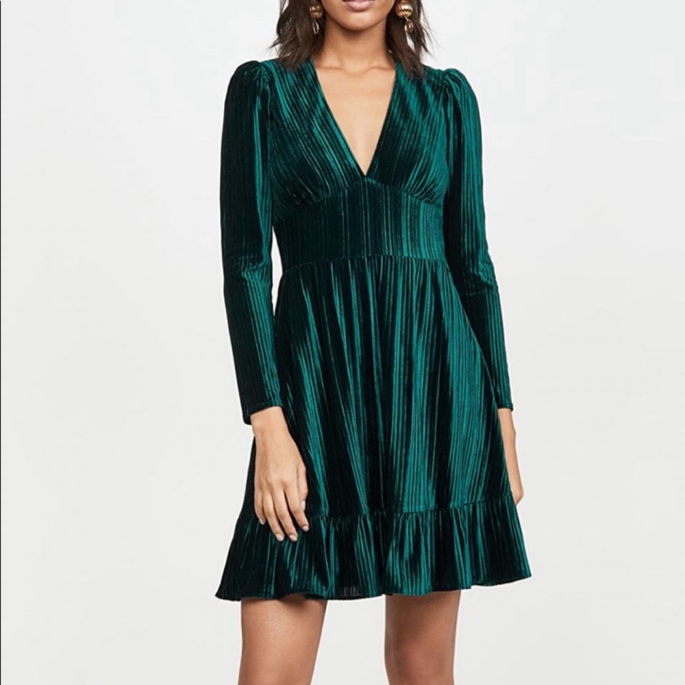 Shoshanna Green Velvet Dress 2